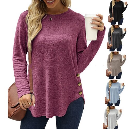 Women's T shirt Tee Irregular Hem Solid / Plain Color Classic Round Neck Regular Spring & Fall Black Light Grey Dark Coffee Dark Gray Rose Red
Women's T shirt Tee Irregular Hem Solid / Plain Color Classic Round Neck Regular Spring & Fall Black Light Grey Dark Coffee Dark Gray Rose Red