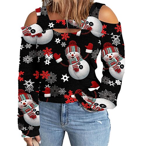 Women's Plus Size Christmas Tops T shirt Tee Santa Claus Snowman Print Long Sleeve Square Neck Casual Holiday Festival Daily Cotton Winter Fall Black And White Green
Women's Plus Size Christmas Tops T shirt Tee Santa Claus Snowman Print Long Sleeve Square Neck Casual Holiday Festival Daily Cotton Winter Fall Black And White Green