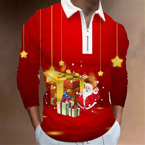 Men's Collar Polo Shirt Golf Shirt Santa Claus Graphic Prints Turndown Red 3D Print Christmas Street Long Sleeve Zipper Print Clothing Apparel Fashion Designer Casual Soft
Men's Collar Polo Shirt Golf Shirt Santa Claus Graphic Prints Turndown Red 3D Print Christmas Street Long Sleeve Zipper Print Clothing Apparel Fashion Designer Casual Soft