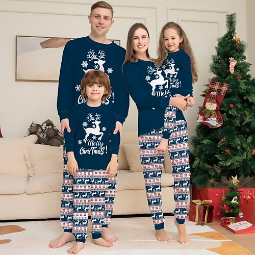 Christmas Pajamas Family Letter Elk Home Crewneck Blue Long Sleeve Basic Matching Outfits
Christmas Pajamas Family Letter Elk Home Crewneck Blue Long Sleeve Basic Matching Outfits