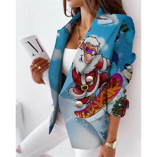 Women's Blazer Breathable Office Christmas Work with Pockets Print Double Breasted Turndown Formal Modern Office / career Christmas Snowman Regular Fit Outerwear Long Sleeve Winter Fall Black Blue
Women's Blazer Breathable Office Christmas Work with Pockets Print Double Breasted Turndown Formal Modern Office / career Christmas Snowman Regular Fit Outerwear Long Sleeve Winter Fall Black Blue