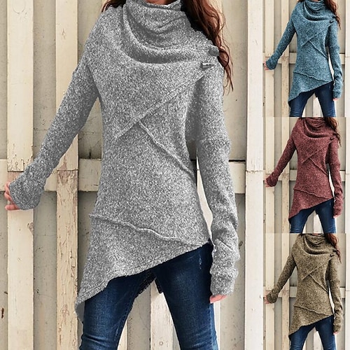 Chemise Chemisier Femme Rouge bordeaux Noir Bleu Plein Asymétrique manche longue Casual basique Col Haut Longue Standard S
Chemise Chemisier Femme Rouge bordeaux Noir Bleu Plein Asymétrique manche longue Casual basique Col Haut Longue Standard S