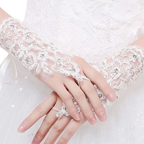 

Polyester / Mesh Elbow Length Glove Party / Evening / Stylish With Pure Color / Trim / Crystals / Rhinestones Wedding / Party Glove