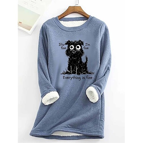 Women's Sweatshirt Pullover Sherpa Fleece Teddy Blue Gray Cat Street Round Neck Long Sleeve Fleece S M L XL XXL
Women's Sweatshirt Pullover Sherpa Fleece Teddy Blue Gray Cat Street Round Neck Long Sleeve Fleece S M L XL XXL