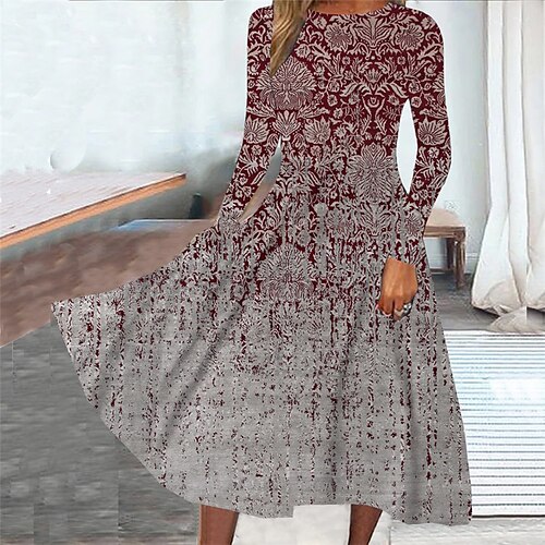 Women's Casual Dress Swing Dress Midi Dress Wine Long Sleeve Floral Pocket Winter Fall Spring Crew Neck Fashion Daily Weekend 2022 S M L XL XXL 3XL
Women's Casual Dress Swing Dress Midi Dress Wine Long Sleeve Floral Pocket Winter Fall Spring Crew Neck Fashion Daily Weekend 2022 S M L XL XXL 3XL