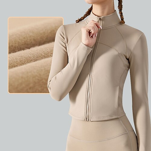 Women's Stand Collar Yoga Top Winter Full Zip Cropped Solid Color Black Khaki Fleece Yoga Fitness Gym Workout Top Long Sleeve Sport Activewear Breathable Quick Dry Comfortable Stretchy Slim
Women's Stand Collar Yoga Top Winter Full Zip Cropped Solid Color Black Khaki Fleece Yoga Fitness Gym Workout Top Long Sleeve Sport Activewear Breathable Quick Dry Comfortable Stretchy Slim