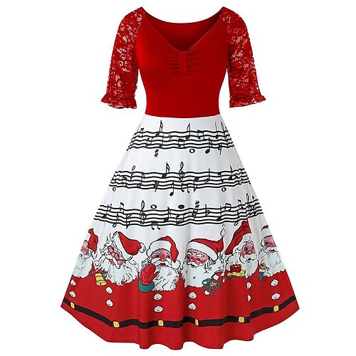 Women's Christmas Lace Dress Vintage Dress Midi Dress Red Half Sleeve Santa Claus Lace Winter Fall Autumn V Neck Vintage Vacation 2022 S M L XL 2XL
Women's Christmas Lace Dress Vintage Dress Midi Dress Red Half Sleeve Santa Claus Lace Winter Fall Autumn V Neck Vintage Vacation 2022 S M L XL 2XL
