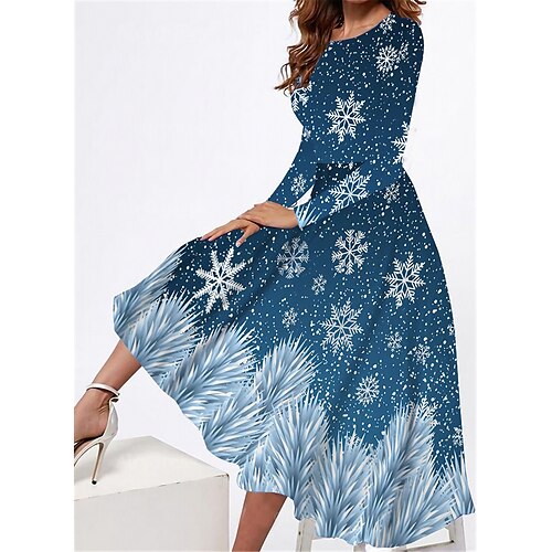 Women's Casual Dress Swing Dress Midi Dress Blue Long Sleeve Snowflake Pocket Winter Fall Autumn Round Neck Fashion Christmas Daily Weekend 2022 S M L XL XXL 3XL
Women's Casual Dress Swing Dress Midi Dress Blue Long Sleeve Snowflake Pocket Winter Fall Autumn Round Neck Fashion Christmas Daily Weekend 2022 S M L XL XXL 3XL