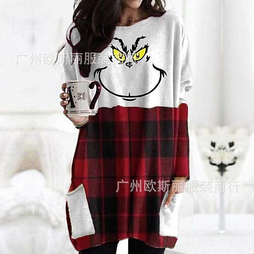 Women's Blouse Shirt Green Red Graphic Plaid Pocket Print Long Sleeve Christmas Casual Basic Round Neck Long S
Women's Blouse Shirt Green Red Graphic Plaid Pocket Print Long Sleeve Christmas Casual Basic Round Neck Long S