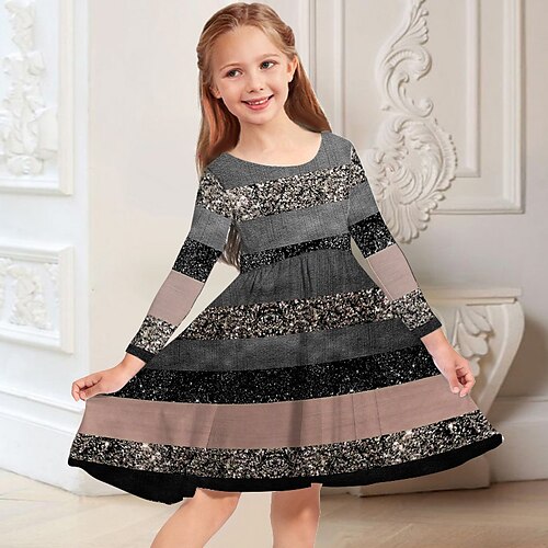 Kids Girls' Dress Stripe Casual Dress Above Knee Dress Casual Crewneck Crew Neck Long Sleeve Adorable Dress 3-10 Years Winter Blue Purple Gray
Kids Girls' Dress Stripe Casual Dress Above Knee Dress Casual Crewneck Crew Neck Long Sleeve Adorable Dress 3-10 Years Winter Blue Purple Gray