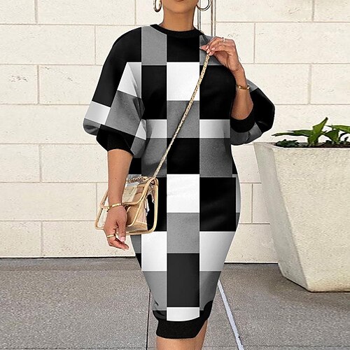 Women's T Shirt Dress Tee Dress Sheath Dress Midi Dress Black 3/4 Length Sleeve Plaid Print Winter Fall Spring Crew Neck Stylish Weekend 2022 S M L XL XXL 3XL
Women's T Shirt Dress Tee Dress Sheath Dress Midi Dress Black 3/4 Length Sleeve Plaid Print Winter Fall Spring Crew Neck Stylish Weekend 2022 S M L XL XXL 3XL