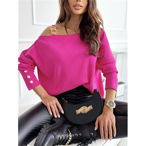 Women's Blouse Shirt Black Pink White Plain Button Long Sleeve Casual Basic One Shoulder Regular S
Women's Blouse Shirt Black Pink White Plain Button Long Sleeve Casual Basic One Shoulder Regular S