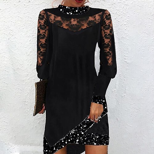 Women's Lace Dress Sheath Dress Mini Dress Black Long Sleeve Flower Lace Winter Fall Spring Stand Collar Stylish Vacation 2022 S M L XL XXL 3XL
Women's Lace Dress Sheath Dress Mini Dress Black Long Sleeve Flower Lace Winter Fall Spring Stand Collar Stylish Vacation 2022 S M L XL XXL 3XL