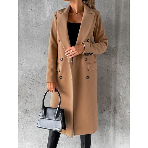 Women's Coat Warm Office / Career Button Double Breasted Lapel Stylish OL Style Solid Color Regular Fit Outerwear Long Sleeve Winter Fall Black Pink Wine S M L XL XXL
Women's Coat Warm Office / Career Button Double Breasted Lapel Stylish OL Style Solid Color Regular Fit Outerwear Long Sleeve Winter Fall Black Pink Wine S M L XL XXL