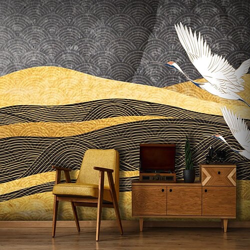 Landscape Wallpaper Mural Golden Oriental Cranes Wall Covering Sticker Peel and Stick Removable PVC/Vinyl Material Self Adhesive/Adhesive Required Wall Decor for Living Room Kitchen Bathroom
Landscape Wallpaper Mural Golden Oriental Cranes Wall Covering Sticker Peel and Stick Removable PVC/Vinyl Material Self Adhesive/Adhesive Required Wall Decor for Living Room Kitchen Bathroom