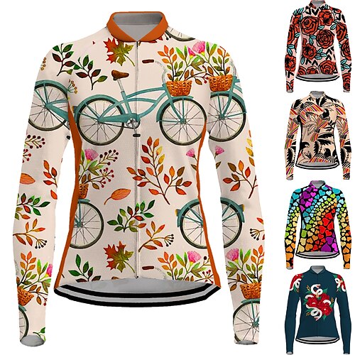 21Grams Women's Cycling Jersey Long Sleeve Bike Jersey Top with 3 Rear Pockets Mountain Bike MTB Road Bike Cycling Breathable Quick Dry Moisture Wicking Reflective Strips Black Orange Red Floral
21Grams Women's Cycling Jersey Long Sleeve Bike Jersey Top with 3 Rear Pockets Mountain Bike MTB Road Bike Cycling Breathable Quick Dry Moisture Wicking Reflective Strips Black Orange Red Floral