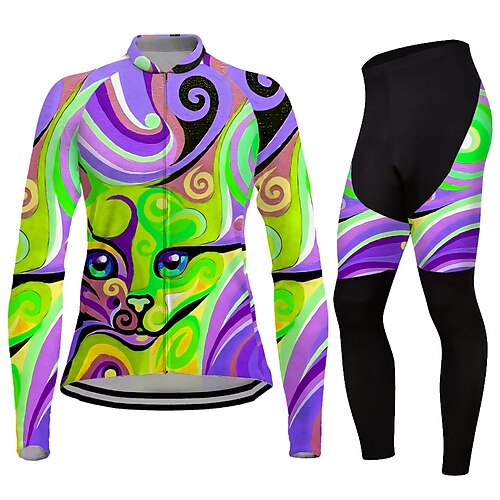 Women's Cycling Jersey with Tights Long Sleeve Mountain Bike MTB Road Bike Cycling Green Blue Purple Cat Bike Quick Dry Moisture Wicking Spandex Sports Cat Clothing Apparel / Stretchy / Athletic
Women's Cycling Jersey with Tights Long Sleeve Mountain Bike MTB Road Bike Cycling Green Blue Purple Cat Bike Quick Dry Moisture Wicking Spandex Sports Cat Clothing Apparel / Stretchy / Athletic
