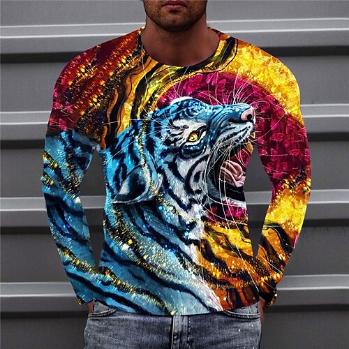 Men's T shirt Tee Tiger Graphic Prints Crew Neck Green Blue Orange 3D Print Outdoor Street Long Sleeve Print Clothing Apparel Basic Sports Designer Casual
Men's T shirt Tee Tiger Graphic Prints Crew Neck Green Blue Orange 3D Print Outdoor Street Long Sleeve Print Clothing Apparel Basic Sports Designer Casual