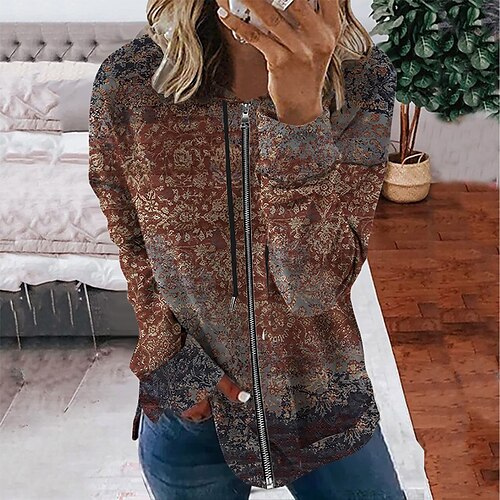 Women's Zip Hoodie Sweatshirt Basic Zip Up Green Blue Purple Floral Street Hoodie Long Sleeve S M L XL 2XL 3XL
Women's Zip Hoodie Sweatshirt Basic Zip Up Green Blue Purple Floral Street Hoodie Long Sleeve S M L XL 2XL 3XL