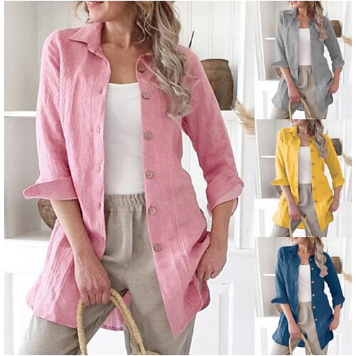 Women's Shacket Blue Pink Yellow Plain Button Long Sleeve Casual Basic Shirt Collar Regular S
Women's Shacket Blue Pink Yellow Plain Button Long Sleeve Casual Basic Shirt Collar Regular S