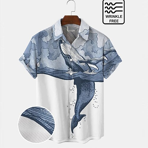 Men's Shirt Animal Graphic Prints Whale Turndown Blue 3D Print Outdoor Street Short Sleeves Button-Down Print Clothing Apparel Fashion Casual Soft Breathable
Men's Shirt Animal Graphic Prints Whale Turndown Blue 3D Print Outdoor Street Short Sleeves Button-Down Print Clothing Apparel Fashion Casual Soft Breathable