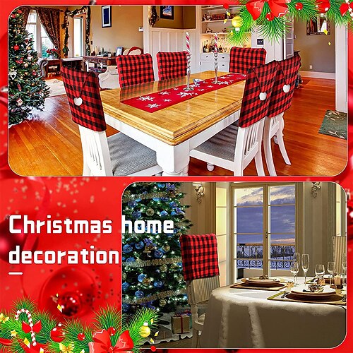 Christmas Buffalo Plaid Chair Covers,Xmas Protective Santa Hat Dining Chair Back Slipcover Protector for Office Kitchen Home Festival Party Decoration Supplies
Christmas Buffalo Plaid Chair Covers,Xmas Protective Santa Hat Dining Chair Back Slipcover Protector for Office Kitchen Home Festival Party Decoration Supplies