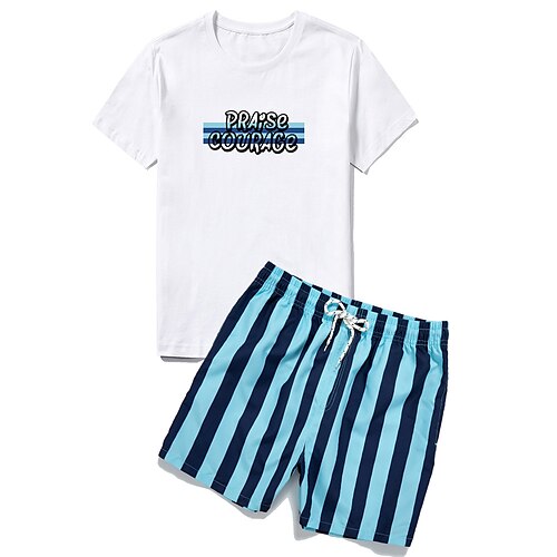 Men's T-shirt Suits Tracksuit Tennis Shirt Shorts and T Shirt Set Graphic Tee Coconut Tree Striped Crew Neck Green Blue Orange Navy Blue Light Blue Outdoor Street Short Sleeve 2 Piece Print Clothing
Men's T-shirt Suits Tracksuit Tennis Shirt Shorts and T Shirt Set Graphic Tee Coconut Tree Striped Crew Neck Green Blue Orange Navy Blue Light Blue Outdoor Street Short Sleeve 2 Piece Print Clothing