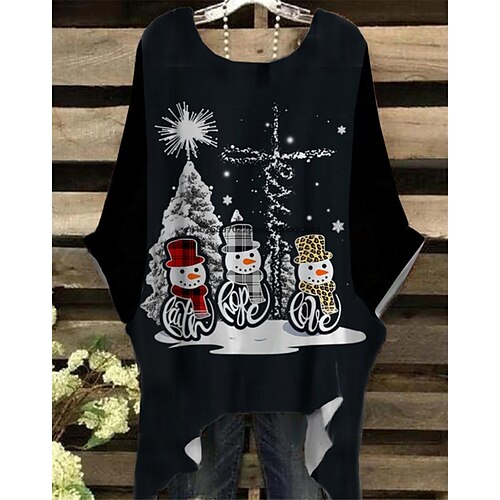 Women's Plus Size Christmas Tops T shirt Tee Snowman Christmas Tree Print Half Sleeve Crew Neck Casual Festival Daily Cotton Spandex Jersey Winter Fall Black
Women's Plus Size Christmas Tops T shirt Tee Snowman Christmas Tree Print Half Sleeve Crew Neck Casual Festival Daily Cotton Spandex Jersey Winter Fall Black
