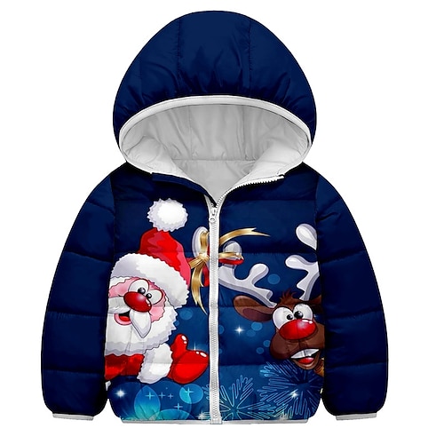 

Toddler Boys Ugly Christmas Hoodie Jacket Outerwear Santa Claus Elk Long Sleeve Zipper Coat Christmas Gifts Adorable Daily Green Blue Purple Winter Fall 7-13 Years