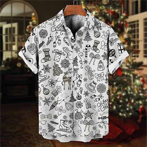Men's Shirt Graphic Prints Graffiti Turndown Black White 3D Print Christmas Street Short Sleeves Button-Down Print Clothing Apparel Fashion Designer Lightweight Casual
Men's Shirt Graphic Prints Graffiti Turndown Black White 3D Print Christmas Street Short Sleeves Button-Down Print Clothing Apparel Fashion Designer Lightweight Casual