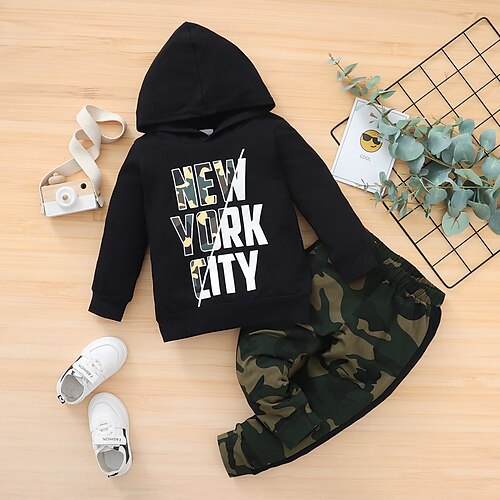 2 Pieces Toddler Boys Hoodie & Pants Outfit Letter Camo Long Sleeve Set Casual Fashion Daily Winter Fall 3-7 Years Black
2 Pieces Toddler Boys Hoodie & Pants Outfit Letter Camo Long Sleeve Set Casual Fashion Daily Winter Fall 3-7 Years Black