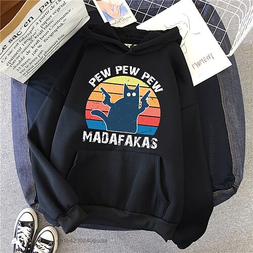 Inspired by Pew Pew Madafakas Black Cat Hoodie Cartoon Manga Anime Front Pocket Graphic Hoodie For Men's Women's Unisex Adults' Hot Stamping 100% Polyester Casual Daily
Inspired by Pew Pew Madafakas Black Cat Hoodie Cartoon Manga Anime Front Pocket Graphic Hoodie For Men's Women's Unisex Adults' Hot Stamping 100% Polyester Casual Daily