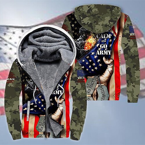 Men's Fleece Jacket Full Zip Hoodie Fleece Hoodie Sherpa Jacket Camouflage Green Hooded Graphic Prints Camo / Camouflage National Flag Zipper Print Sports Outdoor Daily Sports 3D Print Fleece
Men's Fleece Jacket Full Zip Hoodie Fleece Hoodie Sherpa Jacket Camouflage Green Hooded Graphic Prints Camo / Camouflage National Flag Zipper Print Sports Outdoor Daily Sports 3D Print Fleece