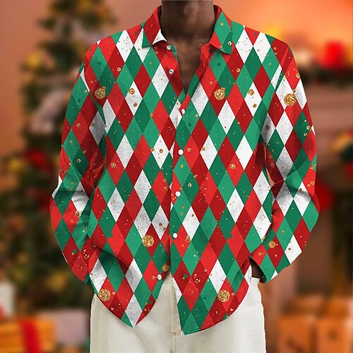 Men's Shirt Graphic Shirt Argyle Turndown Green 3D Print Christmas Street Long Sleeve Button-Down Print Clothing Apparel Vintage Designer Casual Breathable
Men's Shirt Graphic Shirt Argyle Turndown Green 3D Print Christmas Street Long Sleeve Button-Down Print Clothing Apparel Vintage Designer Casual Breathable