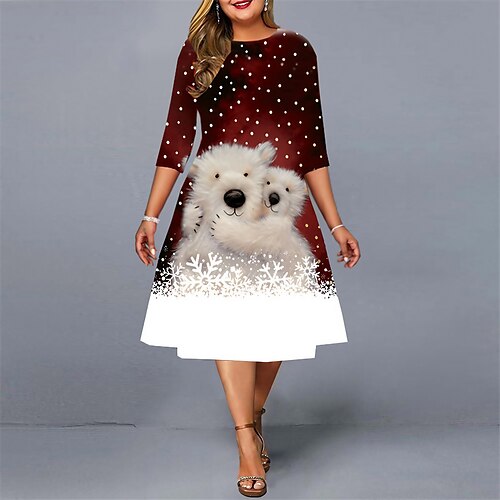 Women's Plus Size Christmas Work Dress Animal 3/4 Length Sleeve Winter Fall Stylish Midi Dress Work Dress
Women's Plus Size Christmas Work Dress Animal 3/4 Length Sleeve Winter Fall Stylish Midi Dress Work Dress