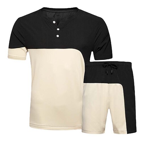Men's T-shirt Suits Tracksuit Tennis Shirt Shorts and T Shirt Set Set Patchwork Henley Black Army Green Outdoor Street Short Sleeve Drawstring 2 Piece Clothing Apparel Basic Sports Designer Casual
Men's T-shirt Suits Tracksuit Tennis Shirt Shorts and T Shirt Set Set Patchwork Henley Black Army Green Outdoor Street Short Sleeve Drawstring 2 Piece Clothing Apparel Basic Sports Designer Casual