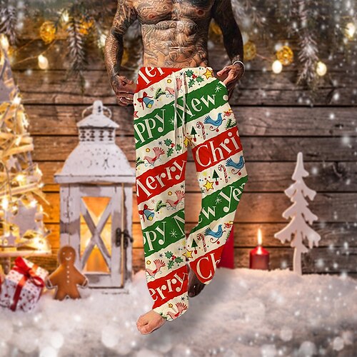 Men's Christmas Pants Trousers Beach Pants Drawstring Elastic Waist 3D Print Cartoon Color Block Graphic Prints Comfort Soft Christmas Casual Daily Streetwear Designer Green Black-Red
Men's Christmas Pants Trousers Beach Pants Drawstring Elastic Waist 3D Print Cartoon Color Block Graphic Prints Comfort Soft Christmas Casual Daily Streetwear Designer Green Black-Red