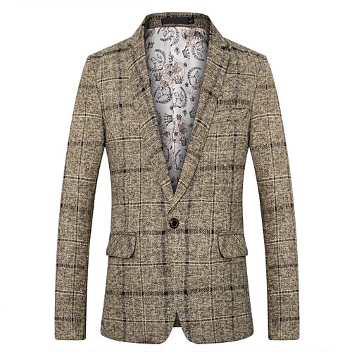 Per uomo Di tendenza Giacca Blazer Standard Taglio standard scacchi Monopetto - 1 bottone Blu marino Kaki Grigio 2023
Per uomo Di tendenza Giacca Blazer Standard Taglio standard scacchi Monopetto - 1 bottone Blu marino Kaki Grigio 2023