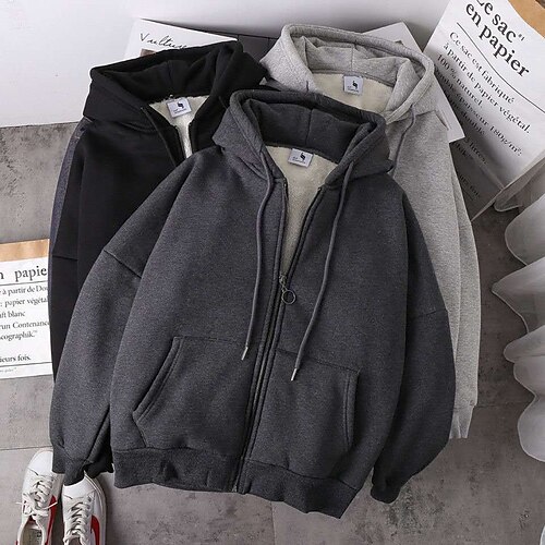 Women's Hoodie Patchwork Full Zip Solid / Plain Color Classic Hooded Regular Winter Black Light Grey Dark Gray
Women's Hoodie Patchwork Full Zip Solid / Plain Color Classic Hooded Regular Winter Black Light Grey Dark Gray