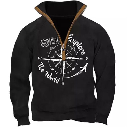 Men's Zip Up Sweatshirt Pullover Black Half Zip Graphic Prints Zipper Print Daily Sports 3D Print Basic Designer Casual Spring Fall Clothing Apparel Compass Hoodies Sweatshirts
Men's Zip Up Sweatshirt Pullover Black Half Zip Graphic Prints Zipper Print Daily Sports 3D Print Basic Designer Casual Spring Fall Clothing Apparel Compass Hoodies Sweatshirts