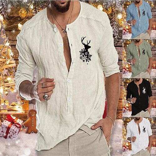 Men's Shirt Christmas Shirt Graphic Deer Collar Green Black Blue Beige White Outdoor Christmas Long Sleeve Button-Down Print Clothing Apparel Fashion Designer Casual
Men's Shirt Christmas Shirt Graphic Deer Collar Green Black Blue Beige White Outdoor Christmas Long Sleeve Button-Down Print Clothing Apparel Fashion Designer Casual