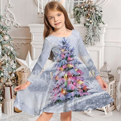 Kids Girls' Christmas Dress Christmas Tree Casual Dress Above Knee Dress Christmas Gifts Crewneck Crew Neck Long Sleeve Adorable Dress 3-10 Years Winter Gray
Kids Girls' Christmas Dress Christmas Tree Casual Dress Above Knee Dress Christmas Gifts Crewneck Crew Neck Long Sleeve Adorable Dress 3-10 Years Winter Gray