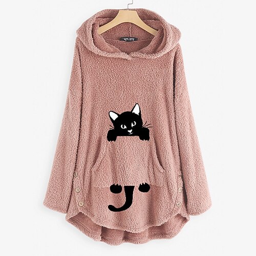 Women's Plus Size Tops Hoodie Sweatshirt Cat Embroidered Button Long Sleeve Hooded Streetwear Casual Daily Going out Polyester Winter Fall Pink Wine
Women's Plus Size Tops Hoodie Sweatshirt Cat Embroidered Button Long Sleeve Hooded Streetwear Casual Daily Going out Polyester Winter Fall Pink Wine