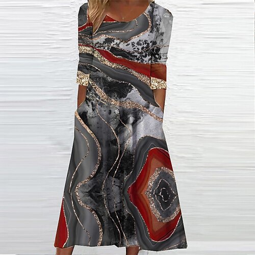 Robe mi-longue Femme Robe casual Manches 3/4 Hiver Automne Printemps - Mode Ruché Imprimer Dégradé de Couleur Impression de marbre du quotidien 2023 Rouge Bleu Vert S M L XL XXL 3XL
Robe mi-longue Femme Robe casual Manches 3/4 Hiver Automne Printemps - Mode Ruché Imprimer Dégradé de Couleur Impression de marbre du quotidien 2023 Rouge Bleu Vert S M L XL XXL 3XL