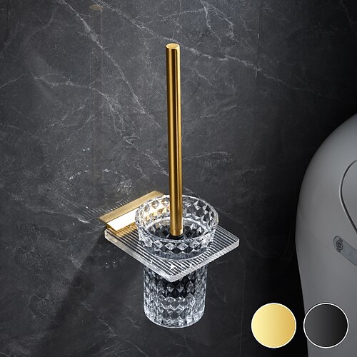 Toilet Brush Holder, Aluminum Acrylic Toilet Cup Set with Golden Brush Handle Wall Mounted for Bathroom - Decorative Design,Space Saving
Toilet Brush Holder, Aluminum Acrylic Toilet Cup Set with Golden Brush Handle Wall Mounted for Bathroom - Decorative Design,Space Saving