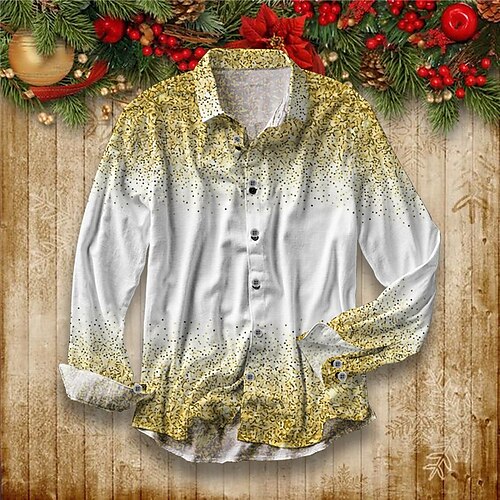 Men's Shirt Gradient Graphic Prints Turndown Silver Gold 3D Print Christmas Street Long Sleeve Button-Down Print Clothing Apparel Fashion Designer Casual Soft
Men's Shirt Gradient Graphic Prints Turndown Silver Gold 3D Print Christmas Street Long Sleeve Button-Down Print Clothing Apparel Fashion Designer Casual Soft