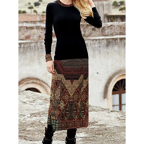 Women's Sheath Dress Long Dress Maxi Dress Black Long Sleeve Graphic Print Winter Fall Autumn Crew Neck Fashion Daily 2022 S M L XL 2XL 3XL
Women's Sheath Dress Long Dress Maxi Dress Black Long Sleeve Graphic Print Winter Fall Autumn Crew Neck Fashion Daily 2022 S M L XL 2XL 3XL