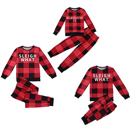 Christmas Pajamas Family Set Ugly Plaid Home Red Long Sleeve Mom Dad and Me Daily Matching Outfits
Christmas Pajamas Family Set Ugly Plaid Home Red Long Sleeve Mom Dad and Me Daily Matching Outfits