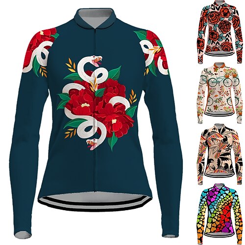 21Grams Women's Cycling Jersey Long Sleeve Bike Jersey Top with 3 Rear Pockets Mountain Bike MTB Road Bike Cycling Breathable Quick Dry Moisture Wicking Reflective Strips Black Green Orange Floral
21Grams Women's Cycling Jersey Long Sleeve Bike Jersey Top with 3 Rear Pockets Mountain Bike MTB Road Bike Cycling Breathable Quick Dry Moisture Wicking Reflective Strips Black Green Orange Floral