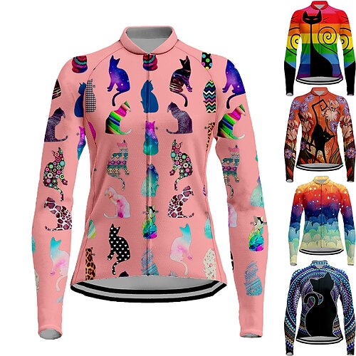 Women's Cycling Jersey Long Sleeve Bike Jersey Top with 3 Rear Pockets Mountain Bike MTB Road Bike Cycling Breathable Quick Dry Moisture Wicking Reflective Strips Purple Yellow Rosy Pink Cat
Women's Cycling Jersey Long Sleeve Bike Jersey Top with 3 Rear Pockets Mountain Bike MTB Road Bike Cycling Breathable Quick Dry Moisture Wicking Reflective Strips Purple Yellow Rosy Pink Cat